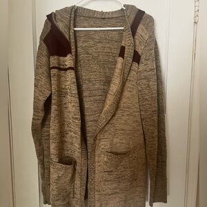 Women’s Beige and Maroon Hooded Sweater